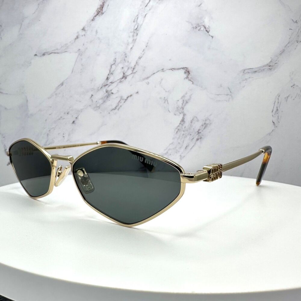 New MIU MIU Runway Hexagon Geometric Gold Metal S… - image 14